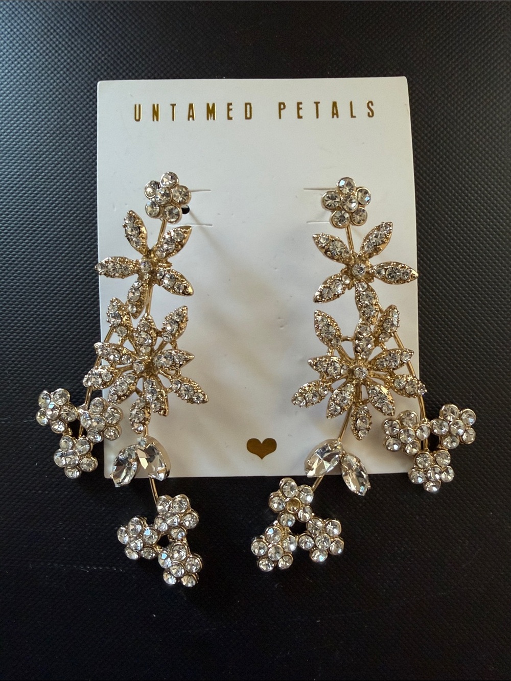 UNTAMED PETALS BY AMANDA JUDGE Gold Crystal Floral Drop Earrings